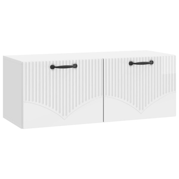 vidaXL Meuble TV mural Montage mural Blanc brillant 78 5 x 31 x 30 cm