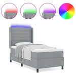 lit à ressorts vidaXL avec matelas et lumière LED gris clair 80x200 cm en tissu