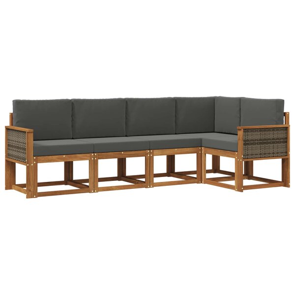 vidaXL Ensemble de canapés d'extérieur 5 Pièces Naturel et Anthracite