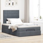 vidaXL Cadre de lit ottoman avec matelas gris foncé 120x190 cm velours