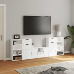 vidaXL Meubles TV 5 Pièces avec rangement ODDA blanc bois de pin massif