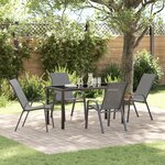 Ensemble de Salle à Manger de Jardin vidaXL 5 Pièces Gris Acier