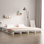 vidaXL Lit de palette blanc 135x190 cm Bois de pin massif Double