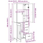 vidaXL Haut Armoire Montage mural Chêne artisanal 69 5 x 34 x 180 cm