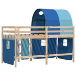 vidaXL Lit mezzanine enfants avec tunnel sans matelas bleu 80x200 cm