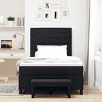 vidaXL Lit à Sommier avec Matelas et Banc Noir 120x190 cm Tissu