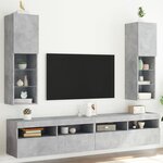 vidaXL Meubles TV avec lumières LED 2 Pièces gris béton 30 5x30x102 cm
