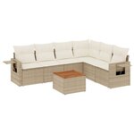 vidaXL Salon de jardin avec coussins 7 Pièces beige résine tressée