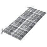 vidaXL Banc Batavia avec coussin à carreaux gris 120 cm Bois de teck