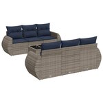 vidaXL Salon de jardin 7 Pièces avec coussins gris résine tressée