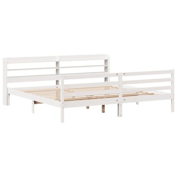 vidaXL Cadre de lit et tête de lit blanc 200x200 cm bois de pin massif