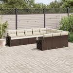 vidaXL Salon de jardin 10 Pièces avec coussins marron résine tressée