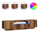 vidaXL Meuble TV avec lumières LED vieux bois bois d'ingénierie
