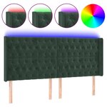 vidaXL Tête de lit à LED Vert foncé 203x16x118/128 cm Velours