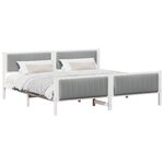 vidaXL Cadre de lit avec tête de lit Blanc et gris clair 200 x 200 cm