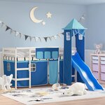 vidaXL Lit mezzanine enfants avec tour sans matelas bleu 80x200 cm