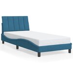 vidaXL Cadre de lit avec LED sans matelas bleu 90x200 cm velours
