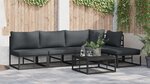 vidaXL Ensemble de canapé de jardin avec coussin 5 Pièces Noir Aluminium