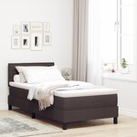 vidaXL Lit Box Spring avec Matelas & LED Marron Foncé 80x200 cm Tissu