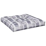 vidaXL Coussin de palette motif à carreaux gris 80x80x12 cm tissu