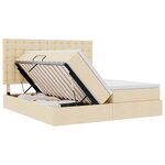 vidaXL Lit de Rangement avec tête de lit Crème 200 x 200 cm Tissu