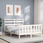 vidaXL Cadre de lit avec tête de lit blanc 140x190 cm bois massif