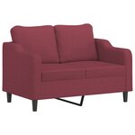 vidaXL Canapé 2 places avec oreillers bordeaux 120 cm tissu