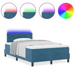 vidaXL Lit à ressorts avec matelas Bleu foncé 120 x 200 cm Velours