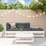 vidaXL Salon de jardin 4 Pièces avec coussins blanc bois massif