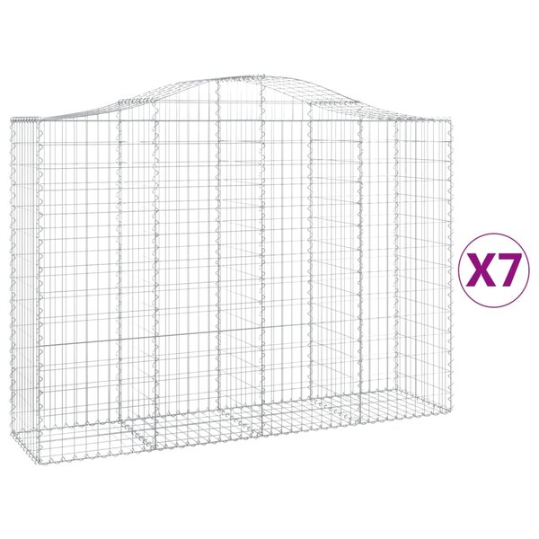 vidaXL Paniers à gabions arqués 7 Pièces 200x50x140/160 cm Fer galvanisé