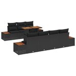 vidaXL Ensemble de canapé de jardin 8 Pièces Noir Poly rotin