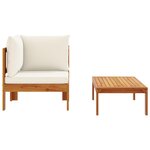 vidaXL Salon de jardin avec coussins 2 Pièces bois massif acacia