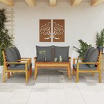 vidaXL Salon de jardin avec coussins 5 Pièces Bois d'acacia solide