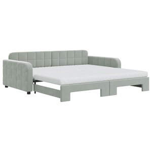vidaXL Lit de jour et gigogne et matelas gris clair 100x200 cm velours