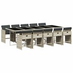 vidaXL Ensemble à manger de jardin 11Pièces avec coussins gris poly rotin