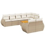 vidaXL Salon de jardin avec coussins 9 Pièces beige résine tressée