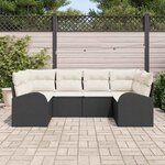 vidaXL Ensemble de canapé de jardin 6 Pièces Noir Poly Rattan
