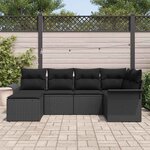 vidaXL Ensemble de canapé de jardin avec stockage 6 Pièces Noir polyrotin