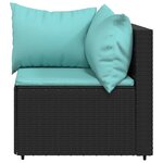 vidaXL Canapés d'angle de jardin et coussins 2Pièces Noir Résine tressée