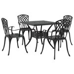 vidaXL Ensemble de tables de jardin 5 Pièces Noir Aluminium coulé