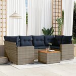 vidaXL Salon de jardin 7 Pièces avec coussins gris résine tressée
