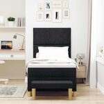 vidaXL Lit avec sommier à ressort et banc noir 100x200 cm en tissu