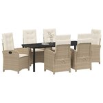 vidaXL Ensemble de salle à manger pour jardin 7 Pièces Beige polyrotin