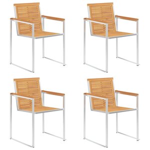 vidaXL Chaises de jardin lot de 4 bois teck solide et acier inoxydable