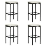 vidaXL Ensemble de bar de jardin 5 Pièces et coussins Résine tressée Noir