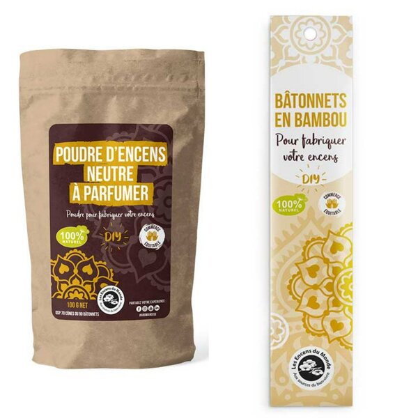 100 Bâtonnets bambou + Poudre neutre à parfumer