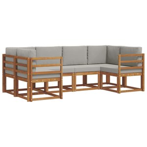 vidaXL Ensemble de canapés d'extérieur 6 pc Gris Naturel et Clair