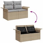 vidaXL Ensemble de canapé de jardin 3 Pièces Beige Poly rotin