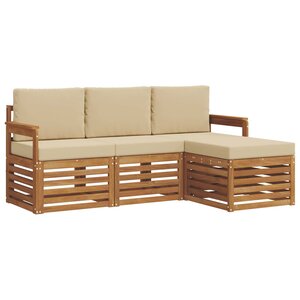 vidaXL Ensemble de canapés d'extérieur 4 pc Naturel et Beige