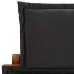 vidaXL Chaise longue avec coussin Bois d'acacia solide Gris foncé